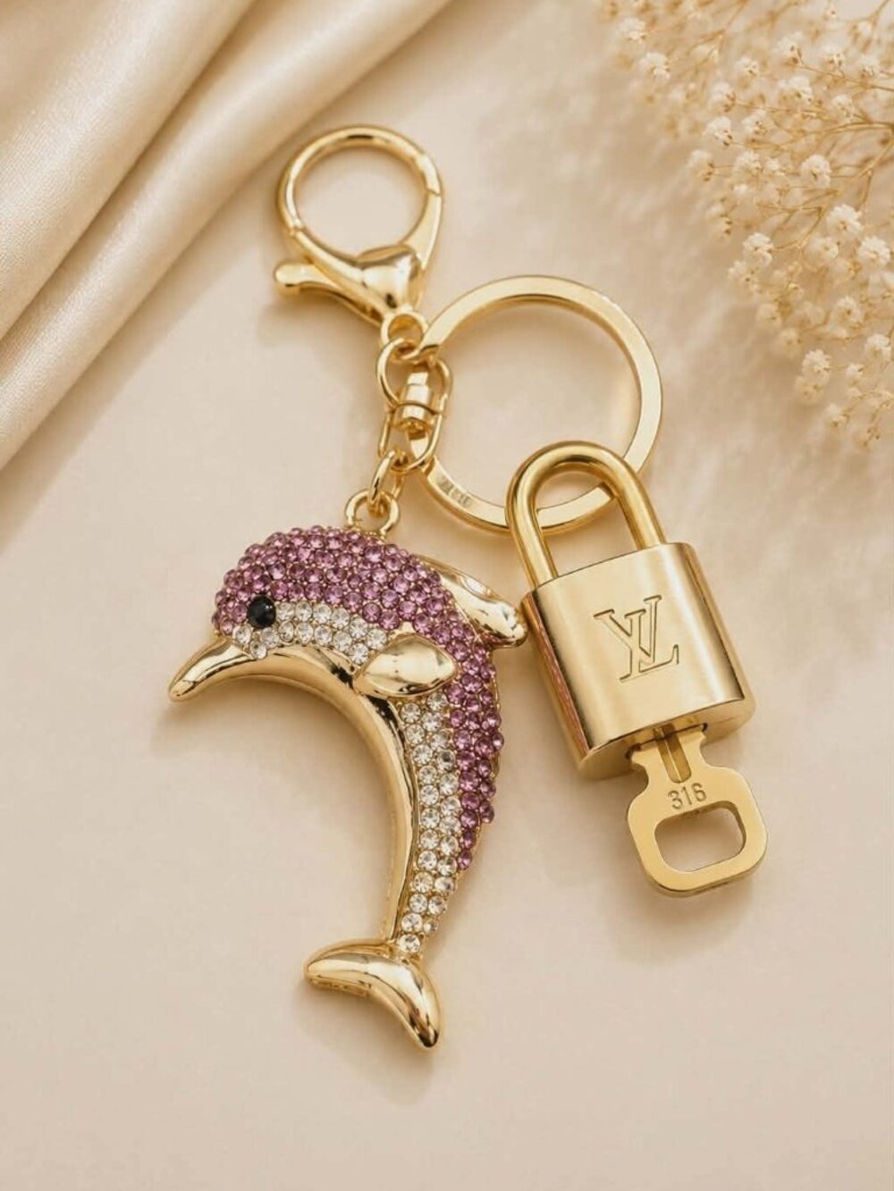 Louis Vuitton Gold Lock 🔑 Authentic LV Padlock + Bag Unbranded Dolphin Charm